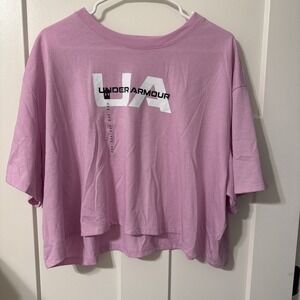 Under Armour Women's UA Campus Boxy Crop Short Sleeve T-Shirt Size XL Purple